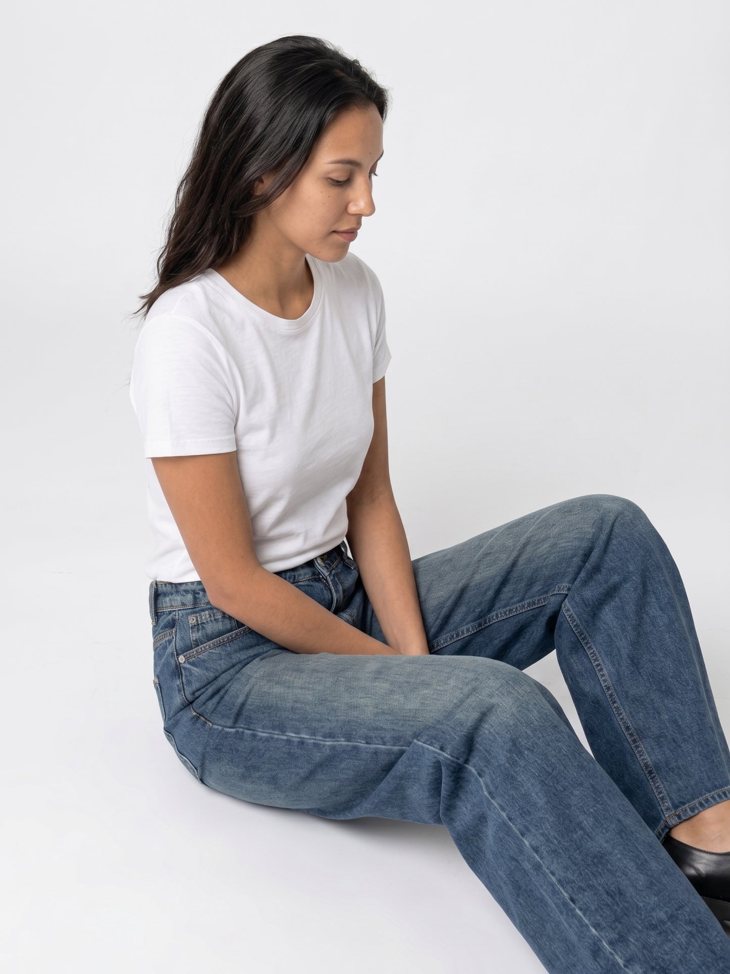 Vintage Wash Wide Leg Jeans
