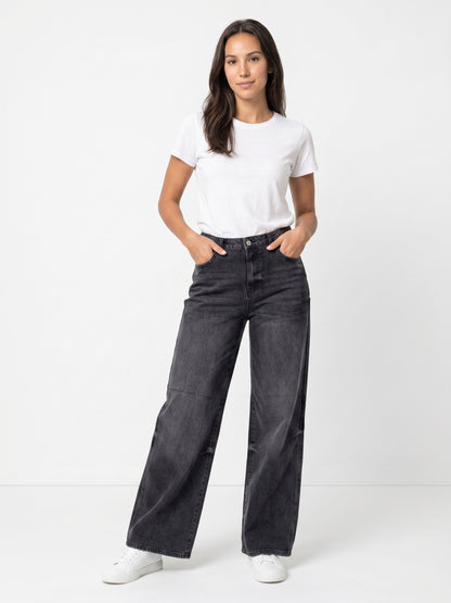 Washed Black Wide Leg Jeans