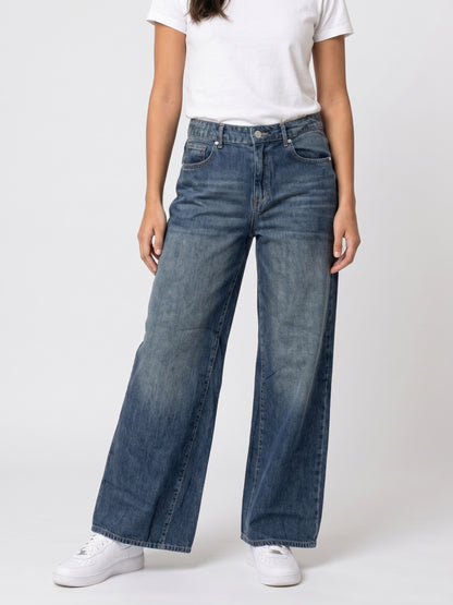Vintage Wash Wide Leg Jeans