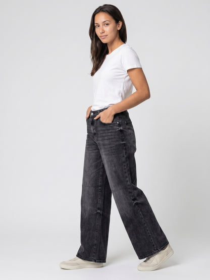 Washed Black Wide Leg Jeans