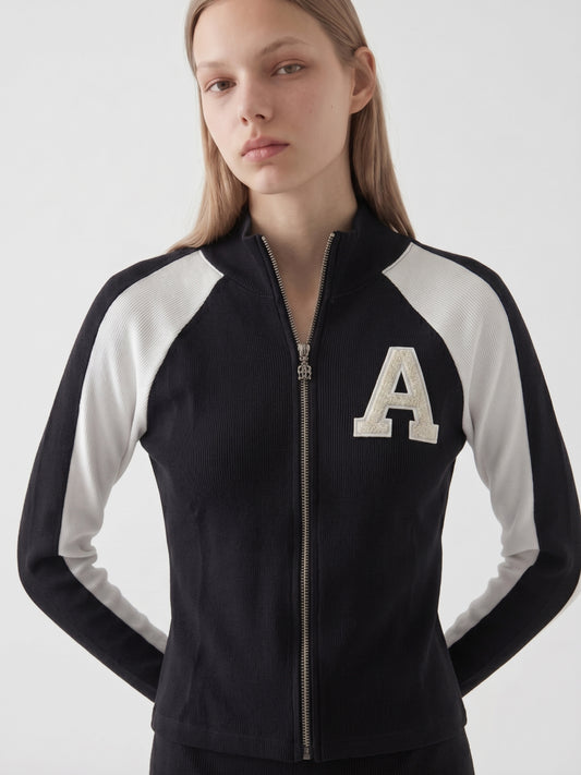 Varsity Ribbed Zip Jacket
